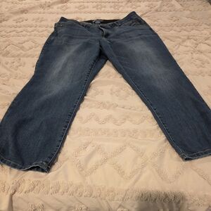 Democracy Womens Ab Solution Relaxed Fit Blue Denim Jeans Cropped